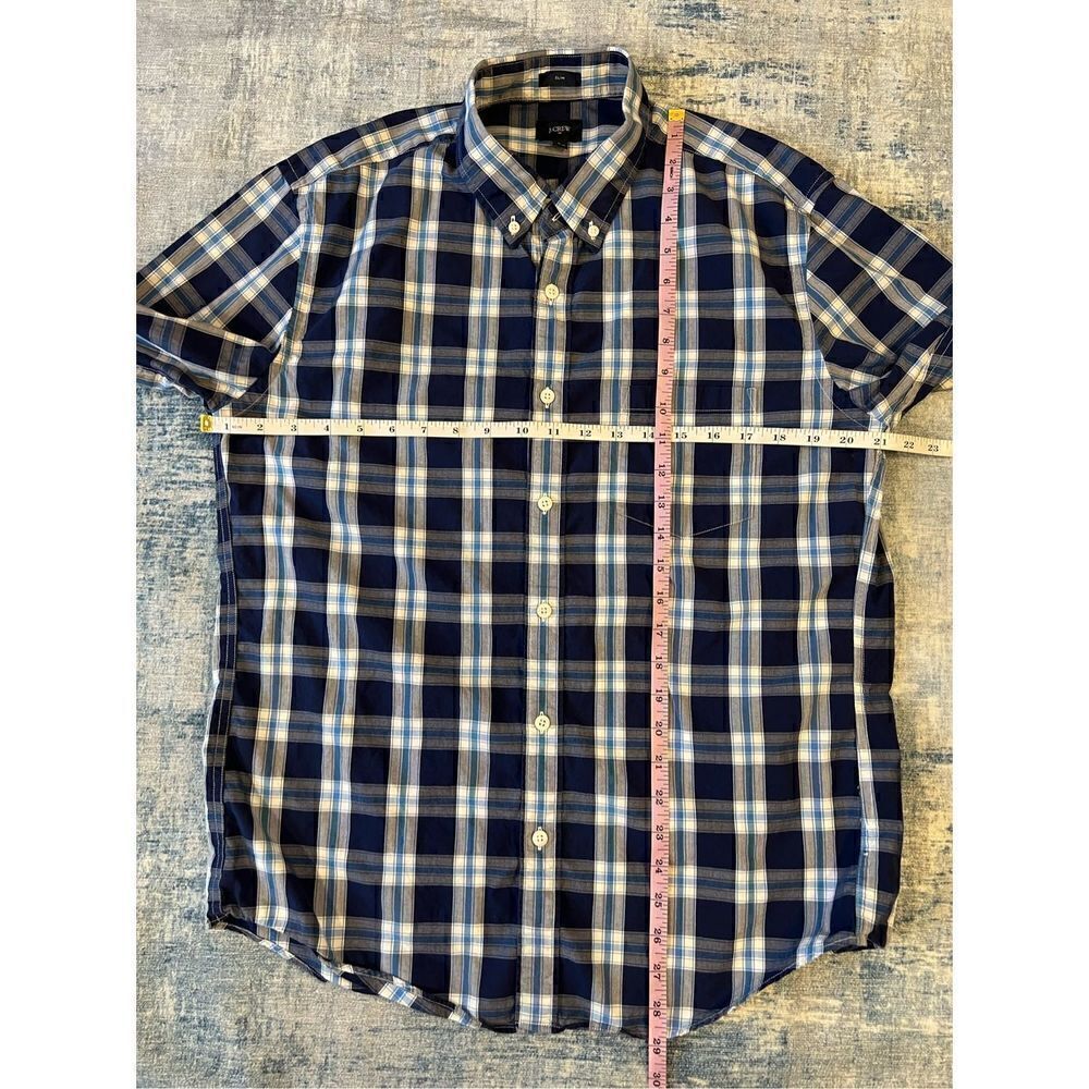 J Crew Blue White Plaid Slim Fit Button Down Shirt Large - Picture 4 of 7